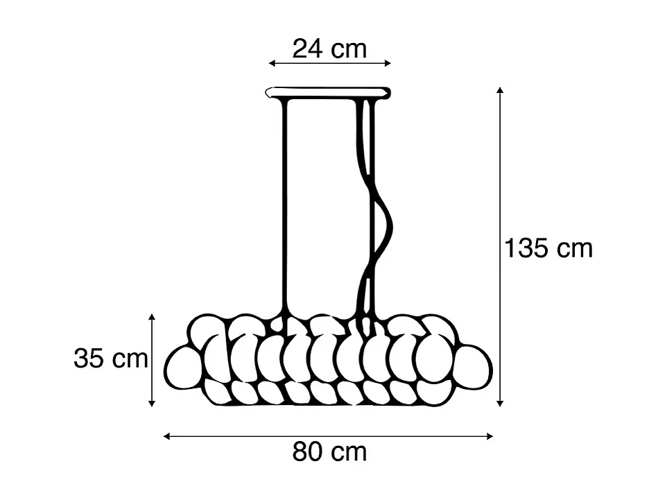 Suspension Art Déco Noire avec Verre Fumé 8 Lumières - Uvas