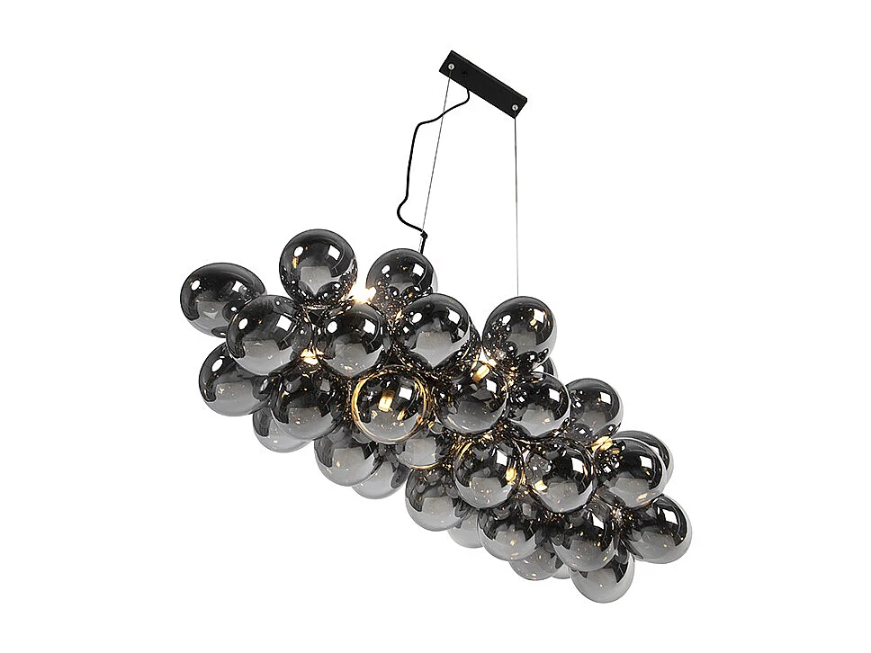 Suspension Art Déco Noire avec Verre Fumé 8 Lumières - Uvas