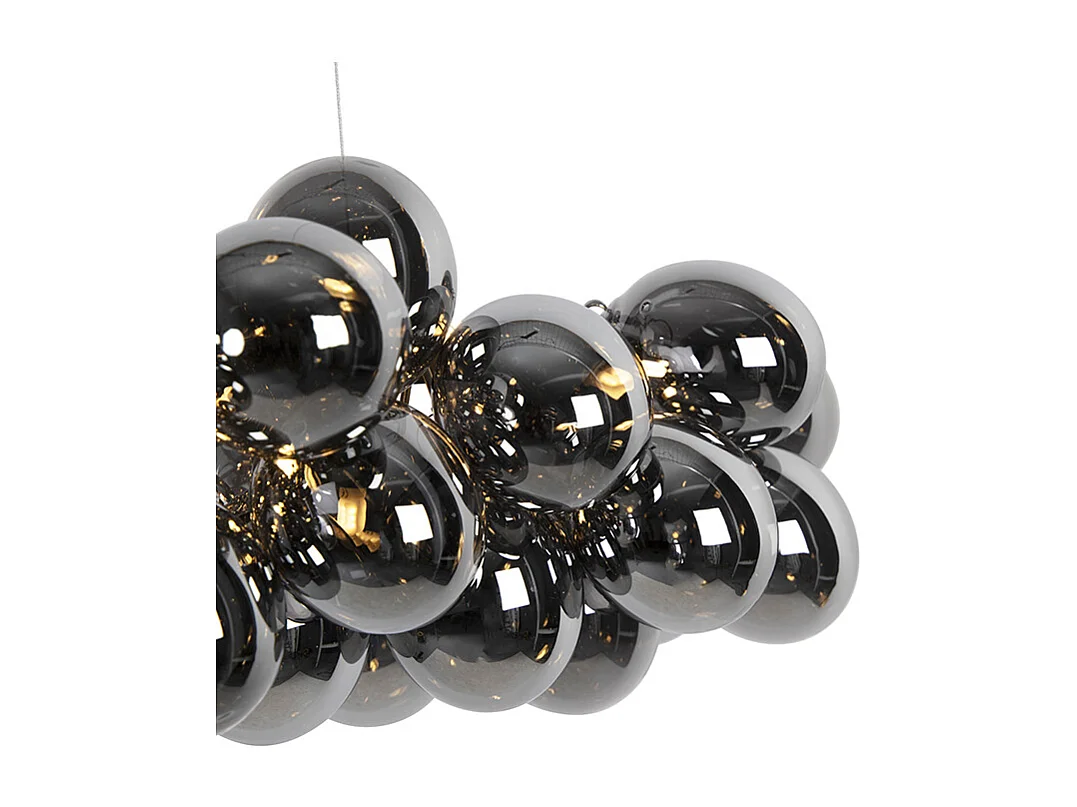 Suspension Art Déco Noire avec Verre Fumé 8 Lumières - Uvas