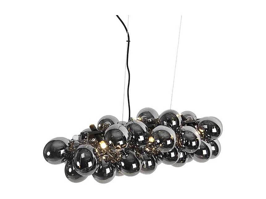 Suspension Art Déco Noire avec Verre Fumé 8 Lumières - Uvas