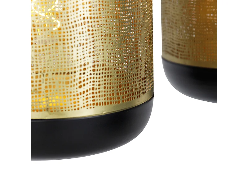 Suspension vintage noire avec laiton allongée 3 lumières - Kayleigh