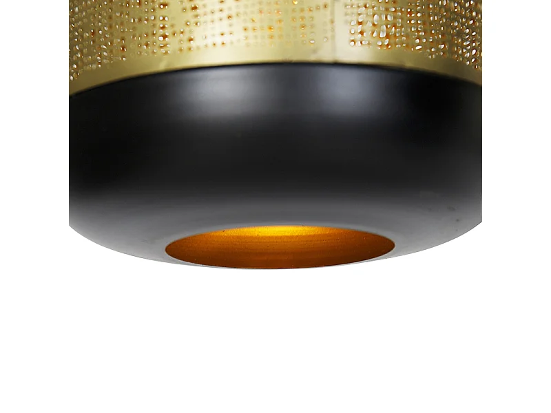 Suspension vintage noire avec laiton oblongue 3 lumières - Kayleigh