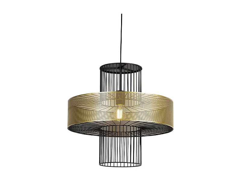 Lampe à suspension design or avec noir 50 cm - Tess