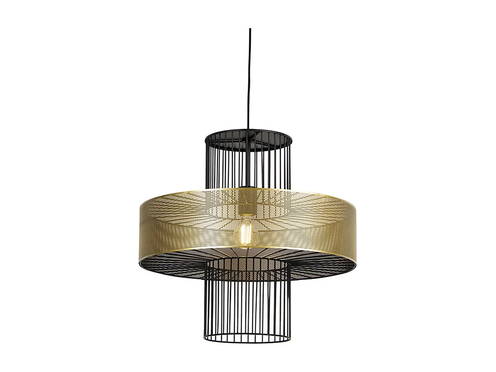 Lampe à suspension design or avec noir 50 cm - Tess