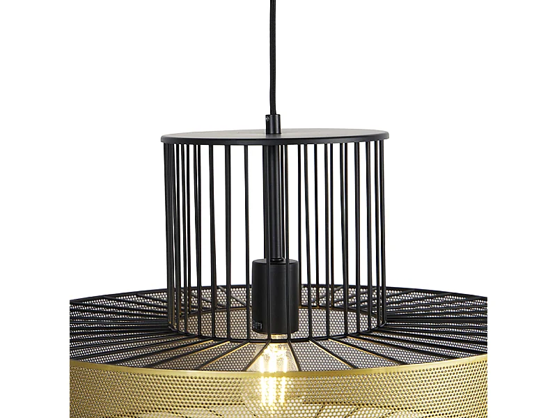 Lampe à suspension design or avec noir 50 cm - Tess