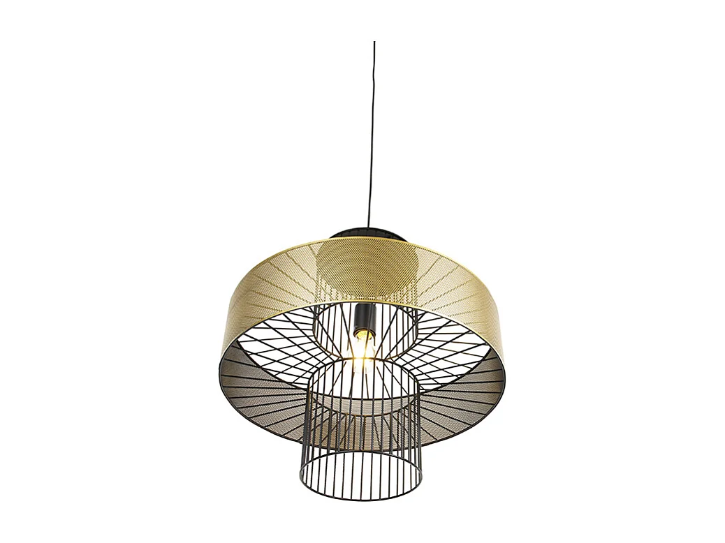 Lampe à suspension design or avec noir 50 cm - Tess