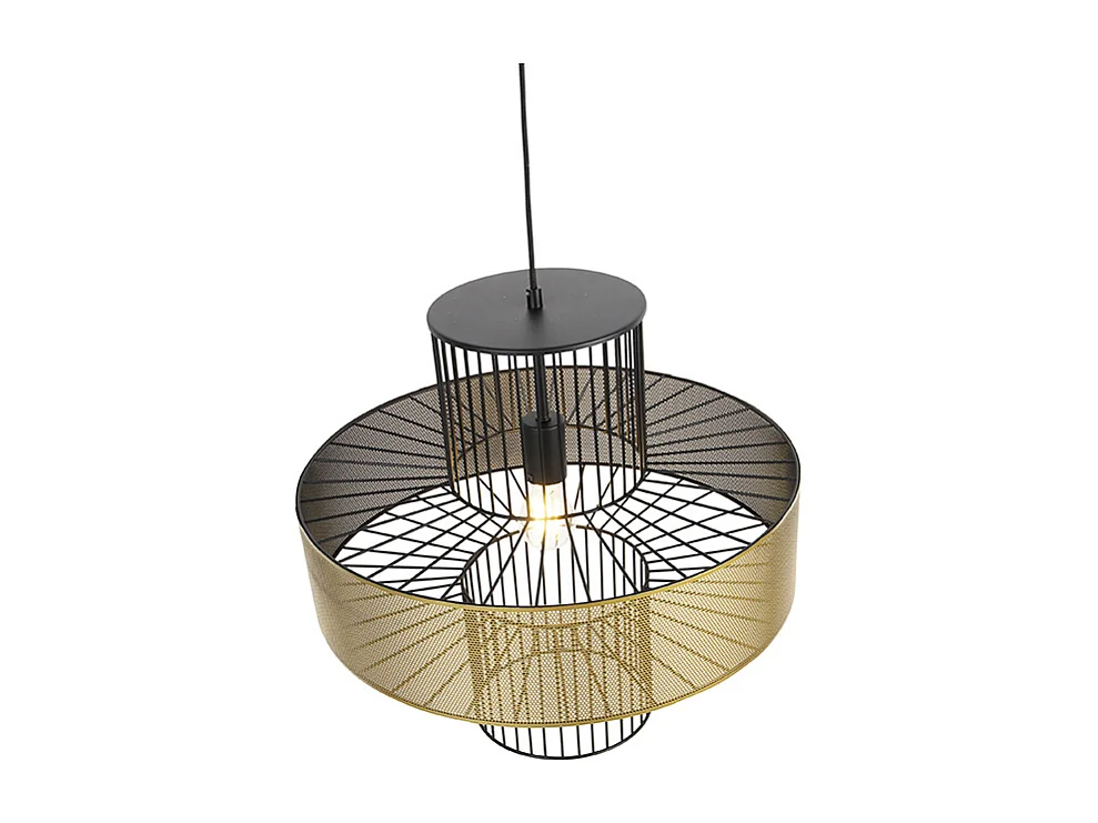 Lampe à suspension design or avec noir 50 cm - Tess