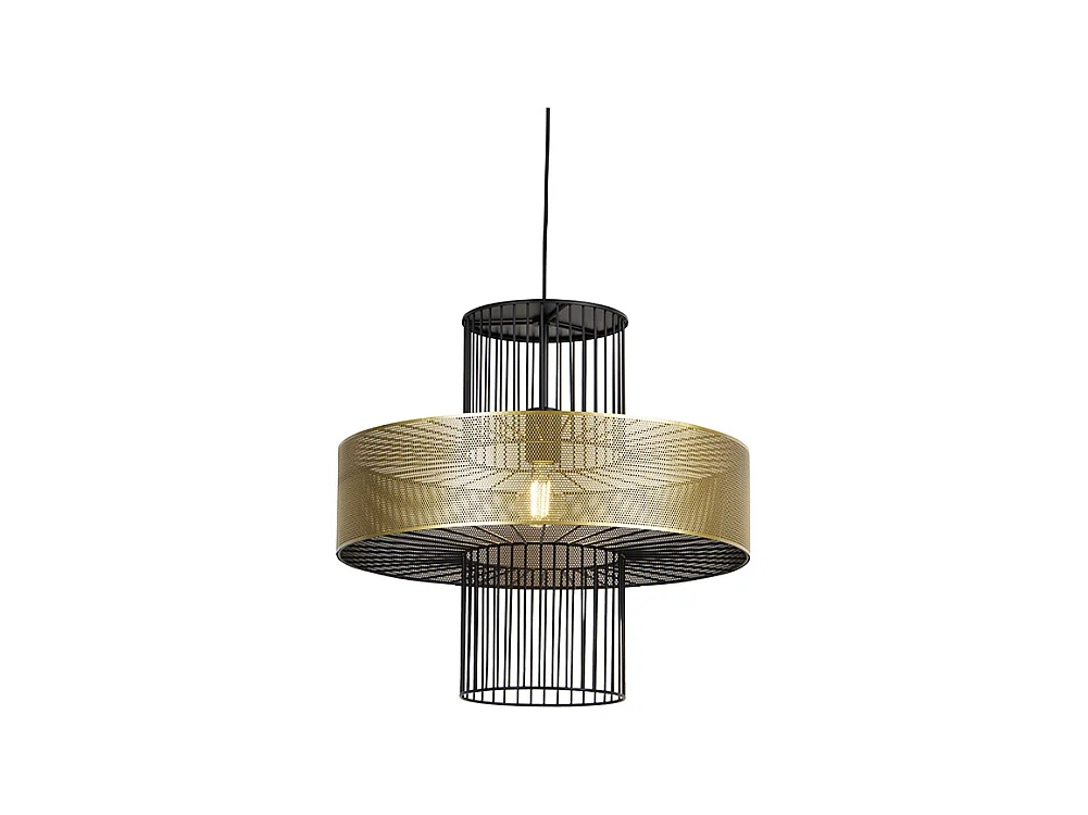 Lampe à suspension design or avec noir 50 cm - Tess