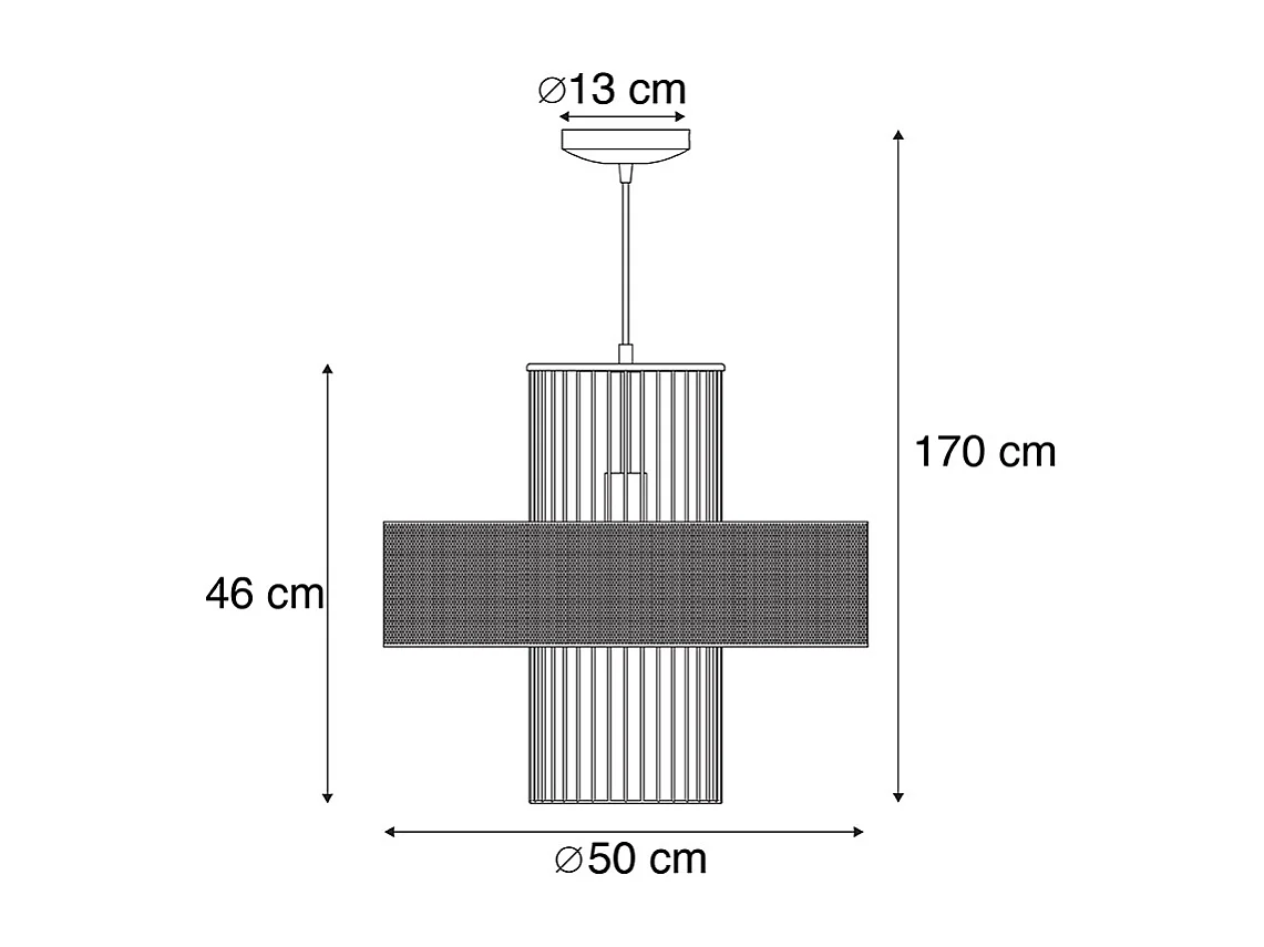 Suspension design dorée avec noir 50 cm - Tess