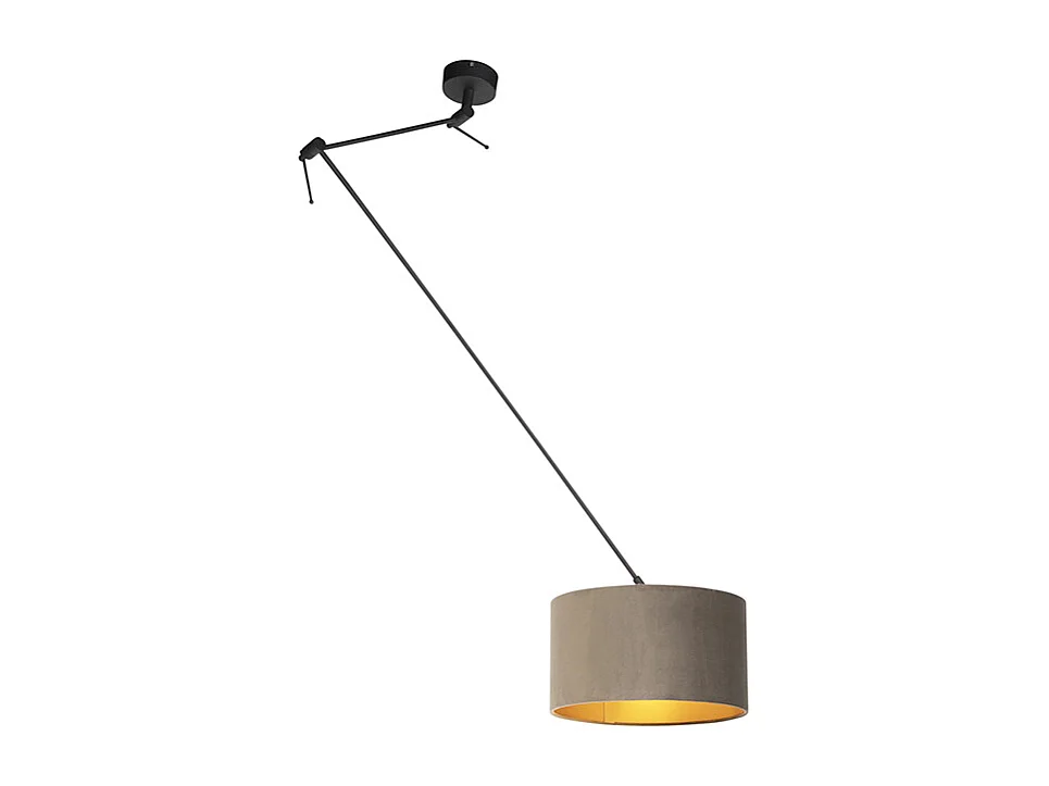 Suspension avec abat-jour velours taupe et or 35 cm - Blitz I noir