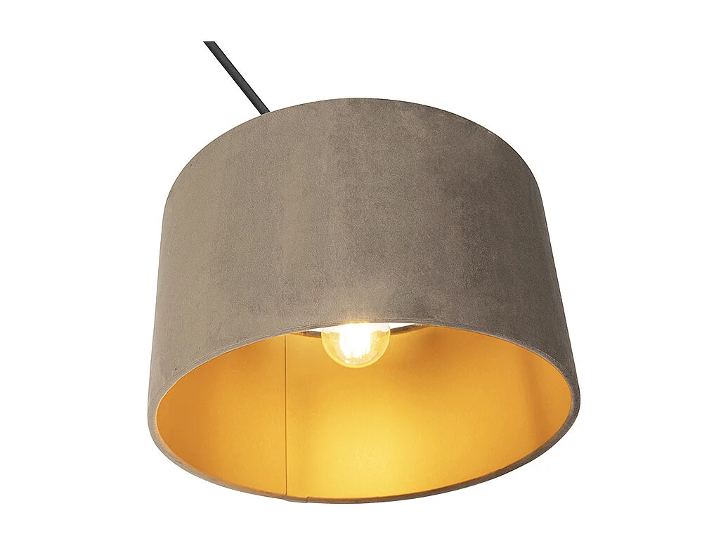 Suspension avec abat-jour velours taupe et or 35 cm - Blitz I noir