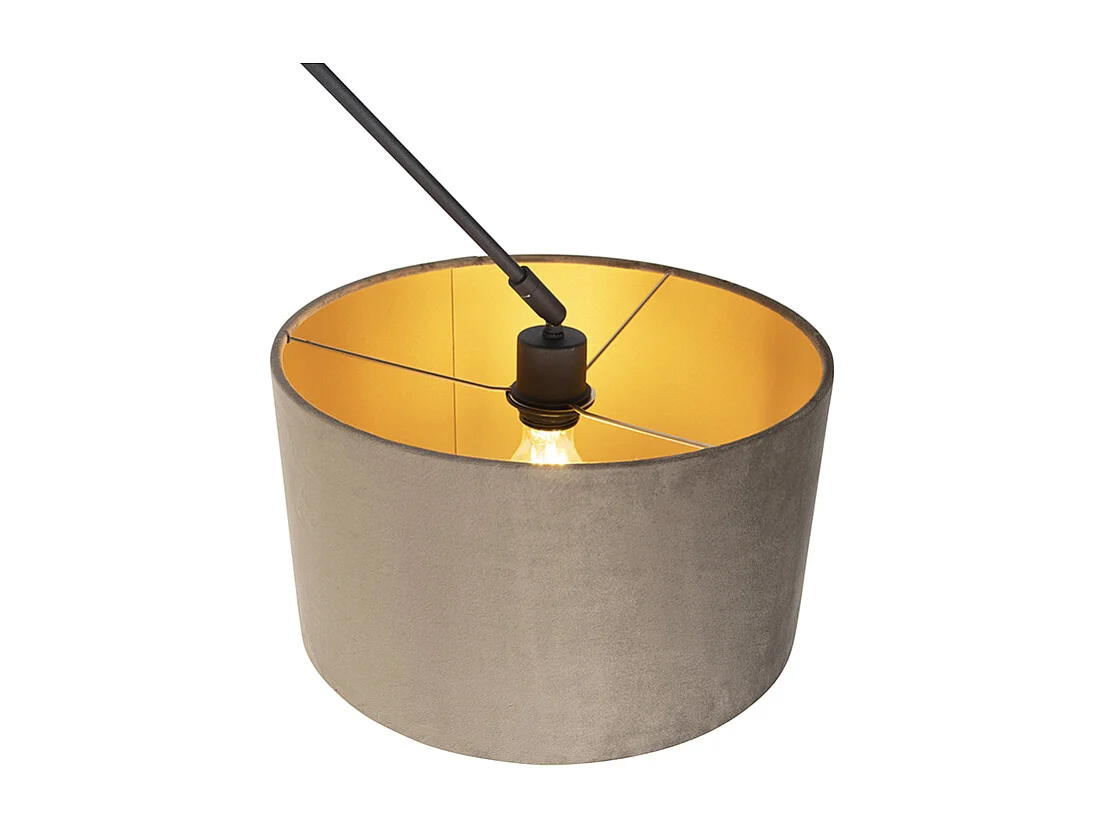 Suspension avec abat-jour velours taupe et or 35 cm - Blitz I noir