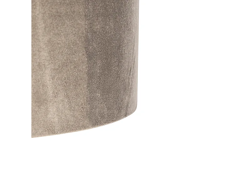 Suspension noire avec abat-jour en velours taupe doré 35 cm - Blitz