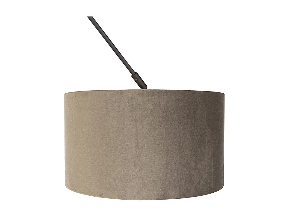 Suspension noire avec abat-jour en velours taupe doré 35 cm - Blitz