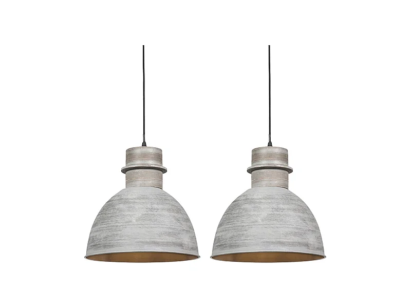 Lot de 2 lampes suspendues country gris - Dory