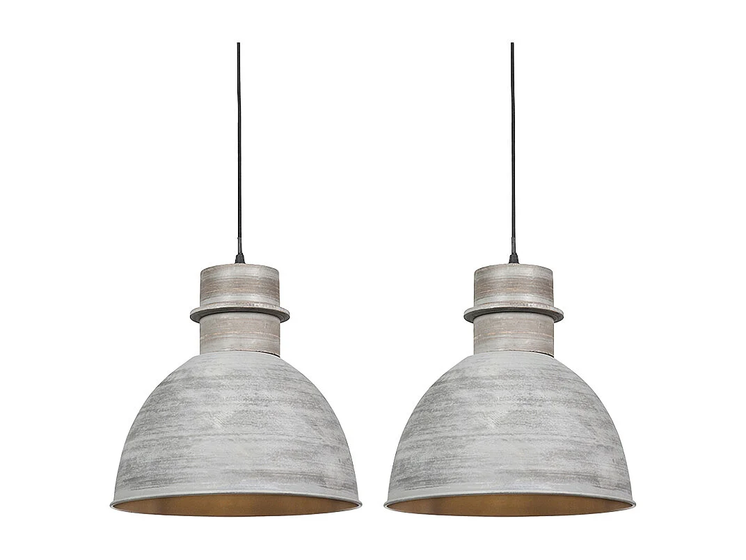 Lot de 2 lampes suspendues country gris - Dory