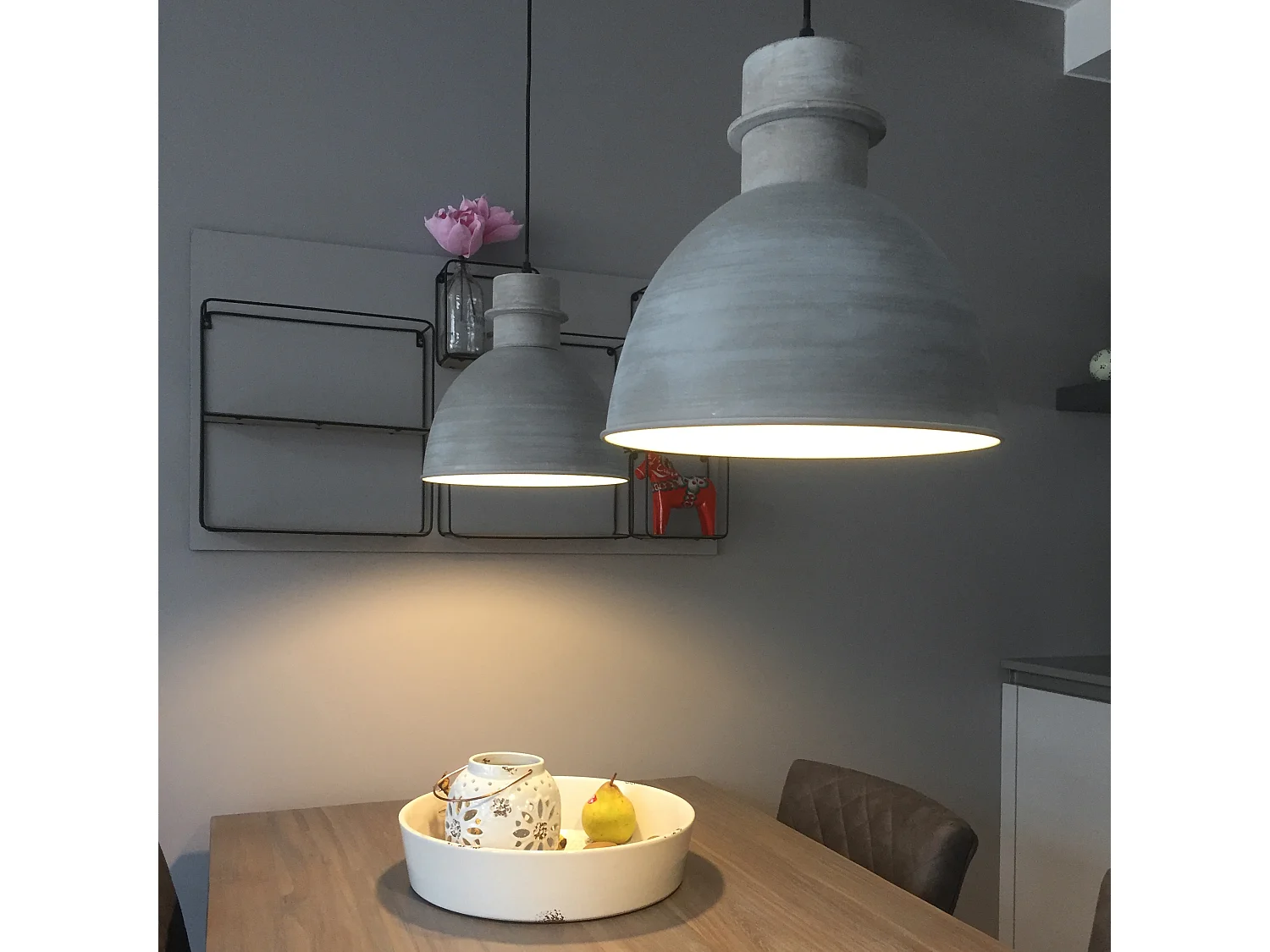 Lot de 2 lampes suspendues country gris - Dory