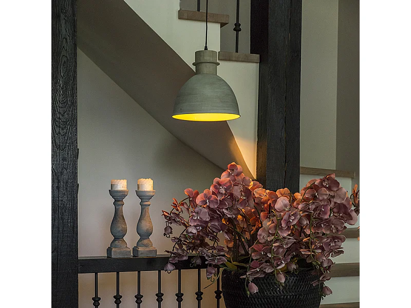 Lot de 2 lampes suspendues country gris - Dory