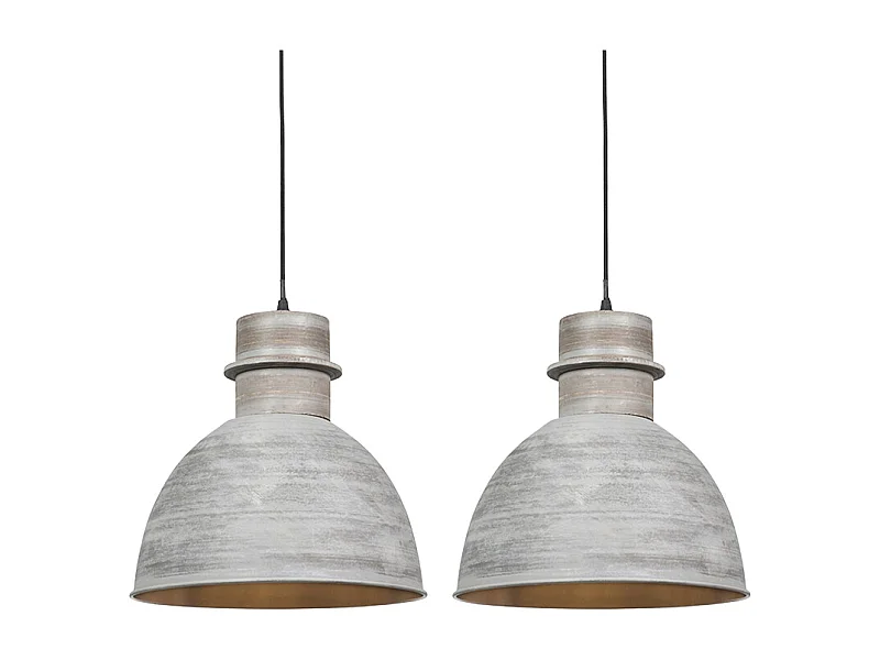 Lot de 2 lampes suspendues country gris - Dory