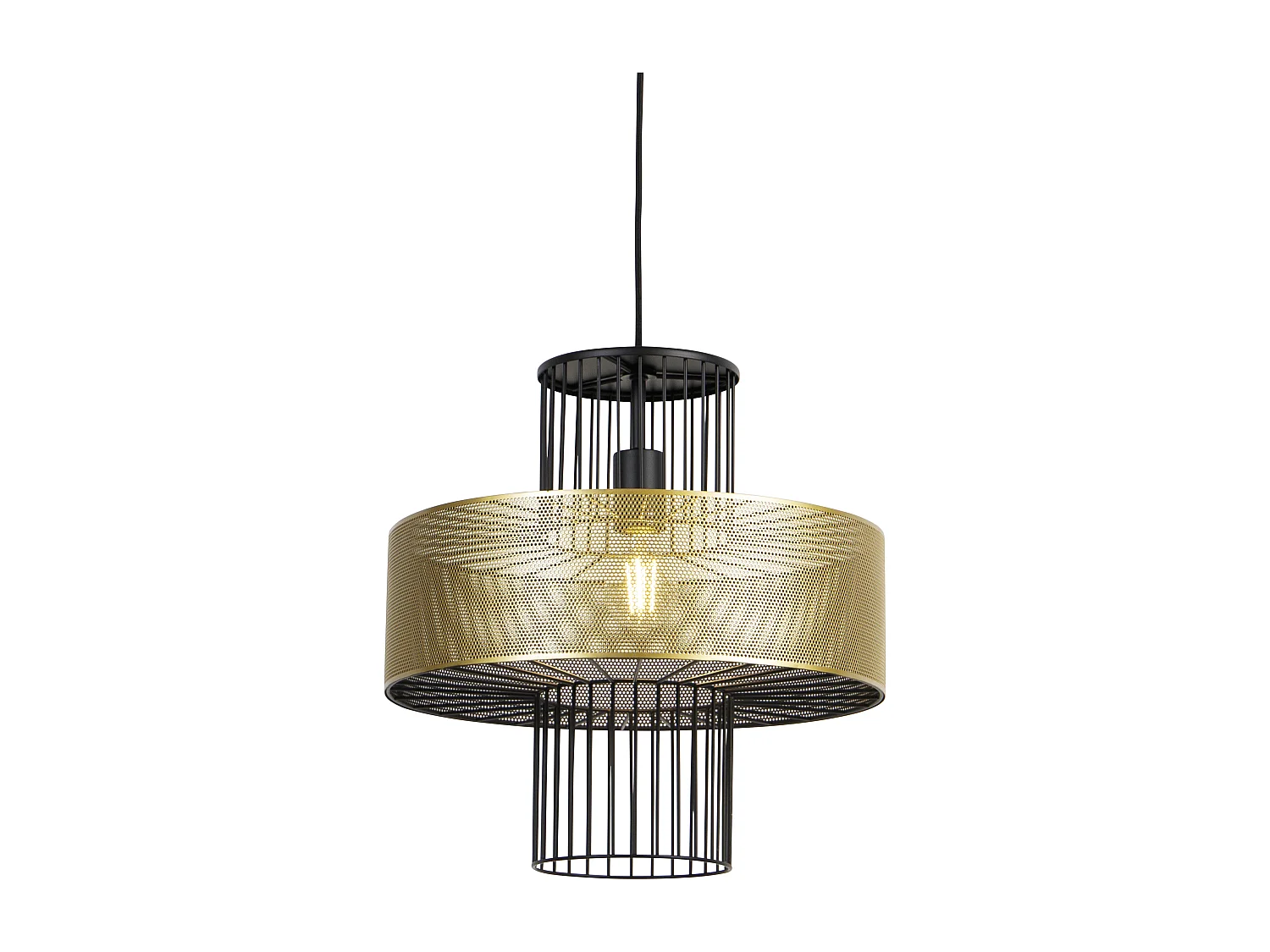 Lampe à suspension design or avec noir 40 cm - Tess