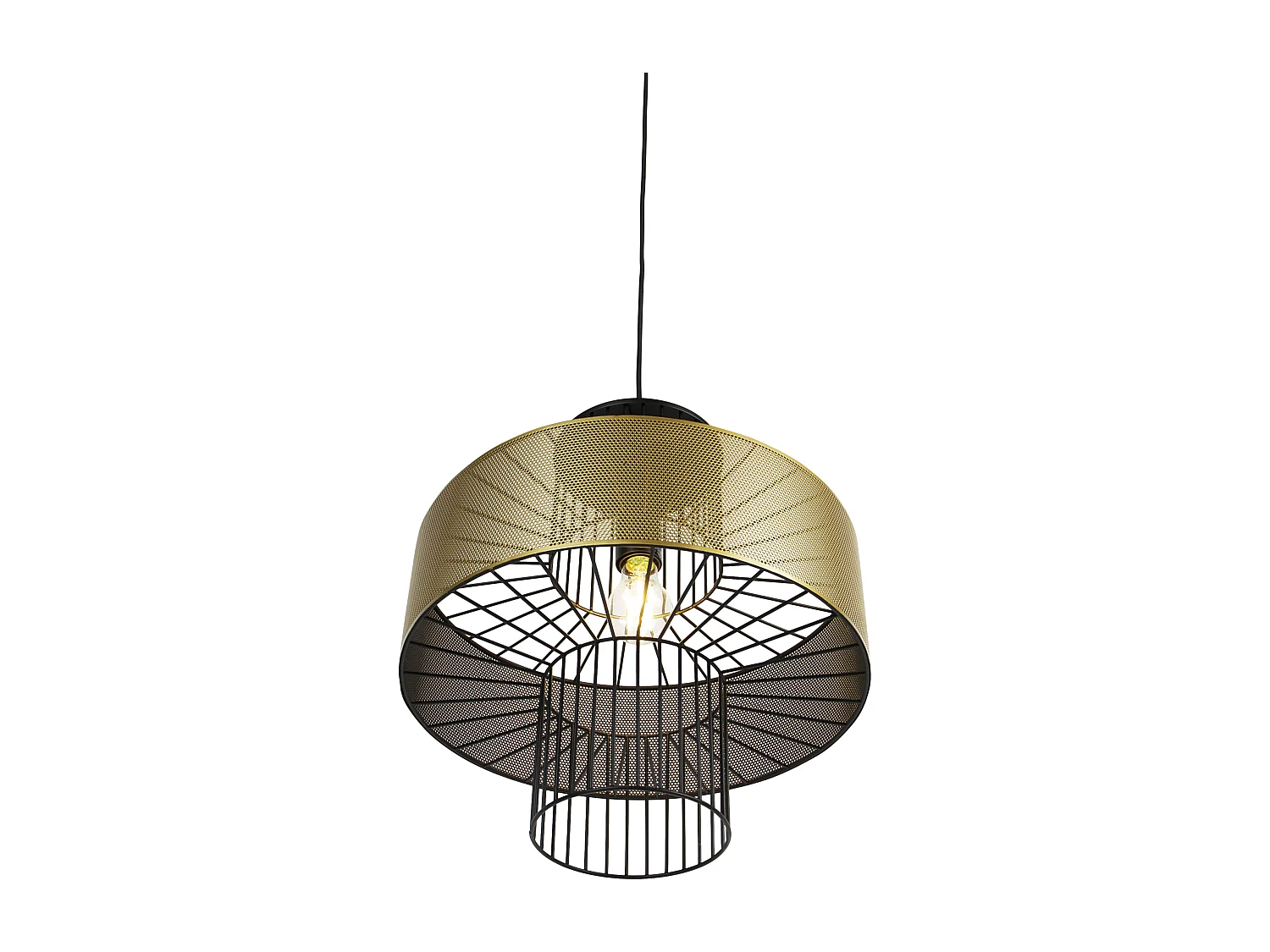 Lampe à suspension design or avec noir 40 cm - Tess