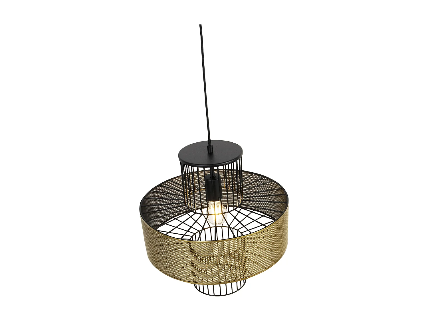 Lampe à suspension design or avec noir 40 cm - Tess
