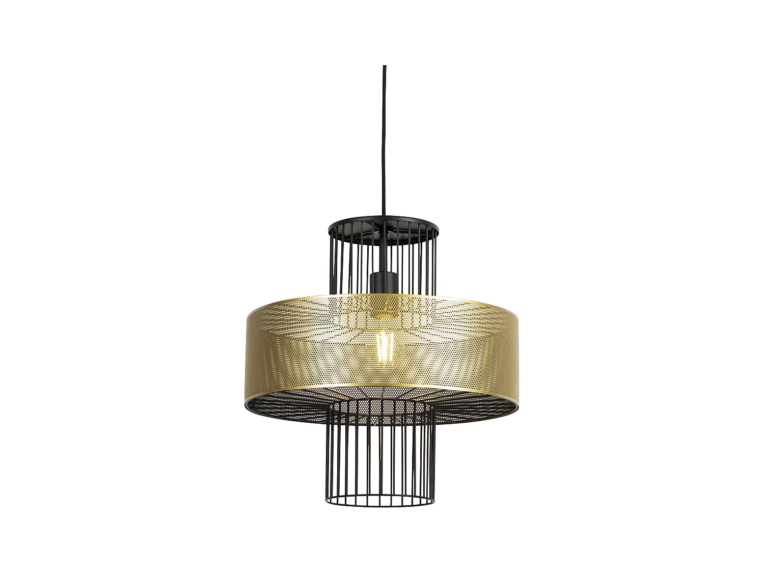 Lampe à suspension design or avec noir 40 cm - Tess
