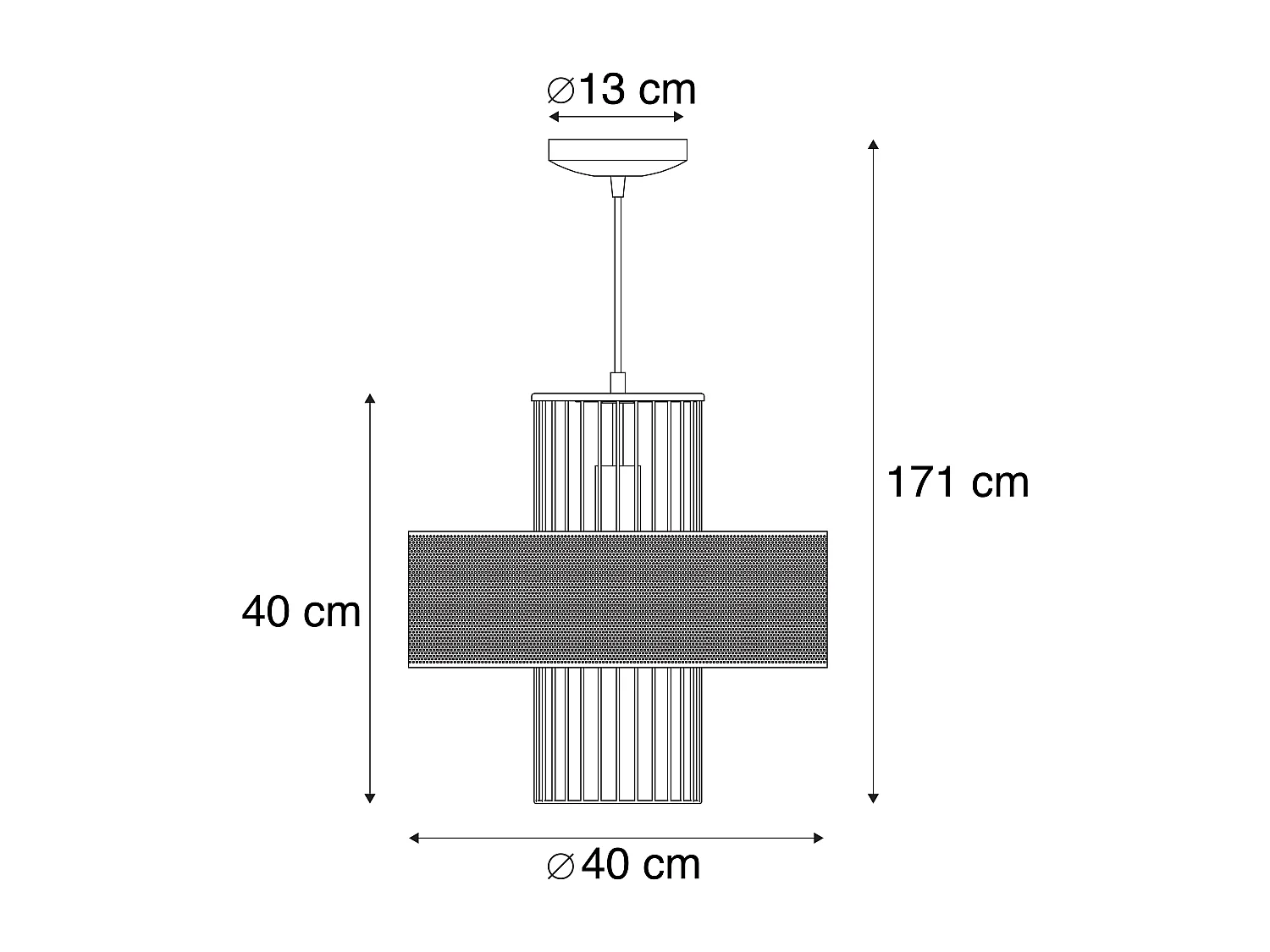 Suspension design dorée avec noir 40 cm - Tess