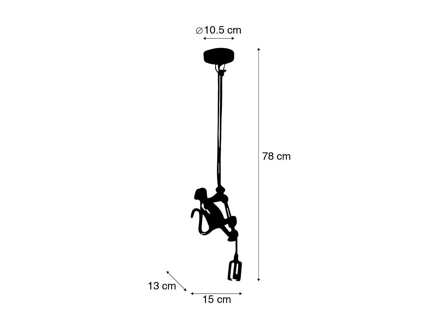Suspension classique dorée avec corde - Animal Monkey