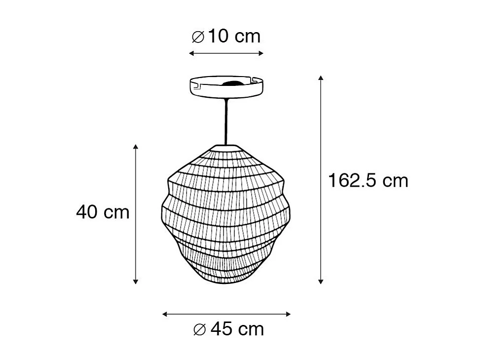 Suspension orientale dorée 45 cm x 40 cm - Vadi