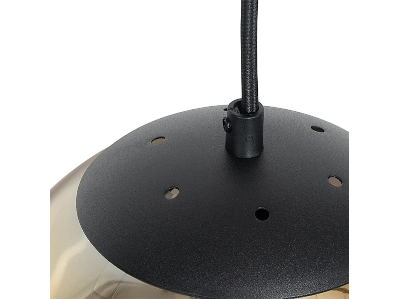 Suspension Art Déco noire à 3 lumières allongée dorée - Pallon