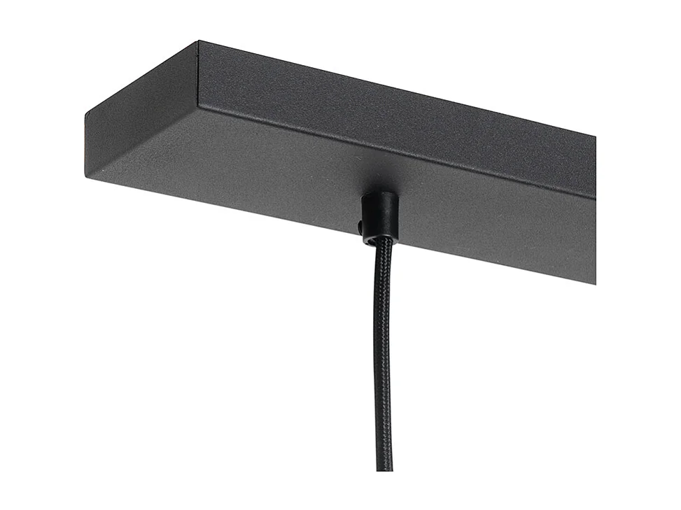 Suspension Art Déco noire avec verre doré oblong 3 lumières - Pallon