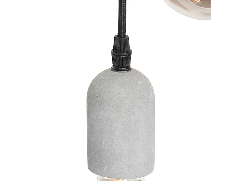 Suspension industrielle noire avec béton rond 3 lumières - Pedra