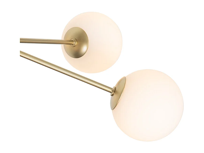 Suspension moderne or avec verre opale 5 lumières - Coby