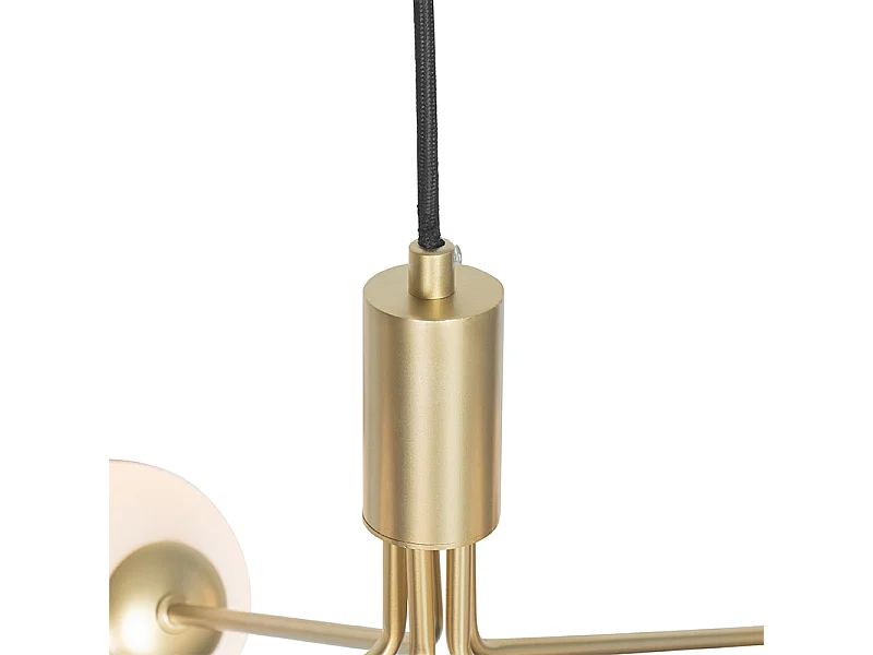 Suspension moderne or avec verre opale 5 lumières - Coby