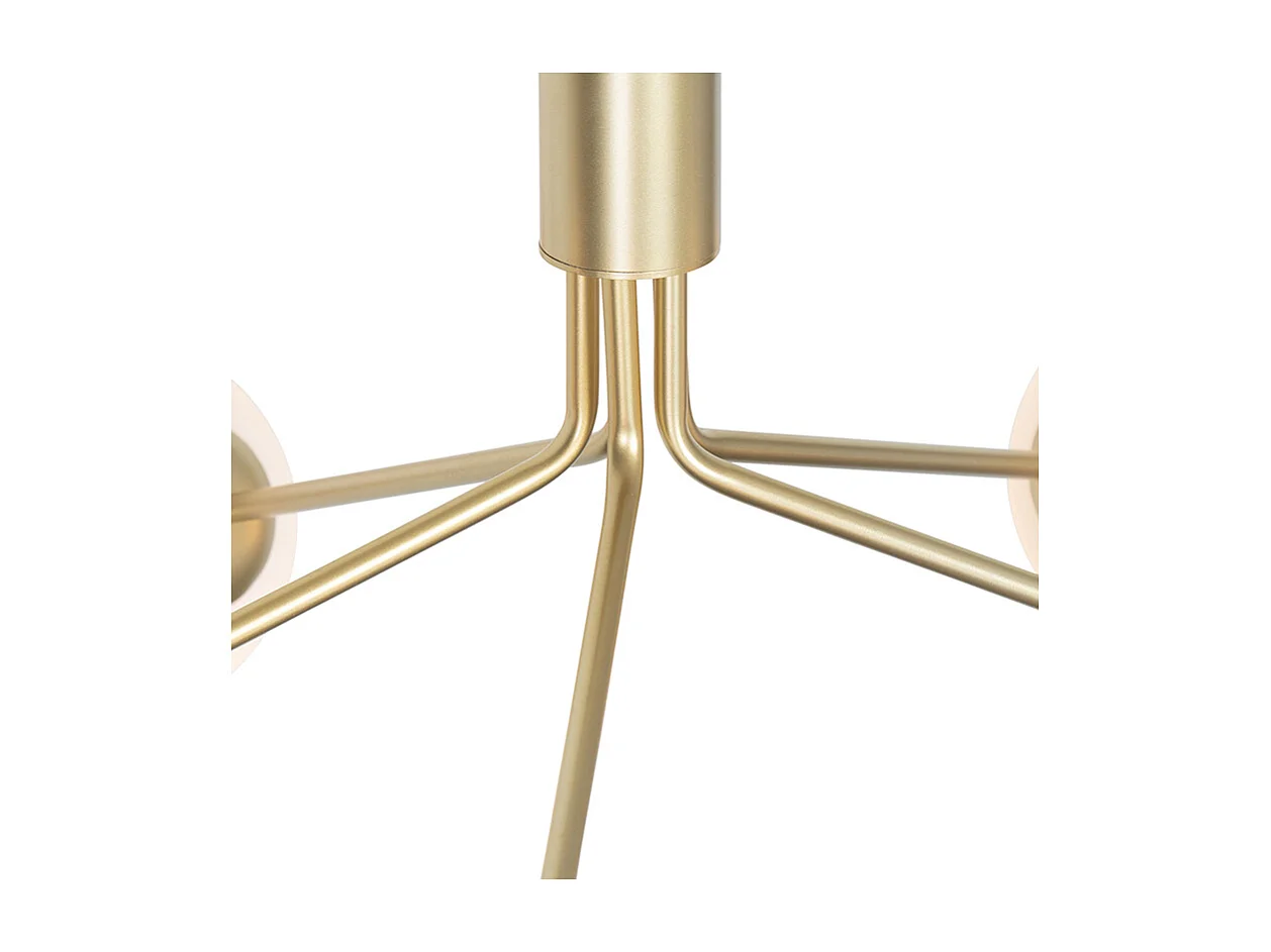 Suspension Art Déco dorée avec verre opale 5 lumières - Coby