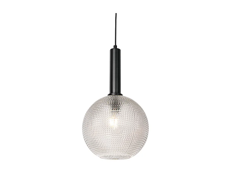 Lampe à suspension design noire avec verre fumé - Chico