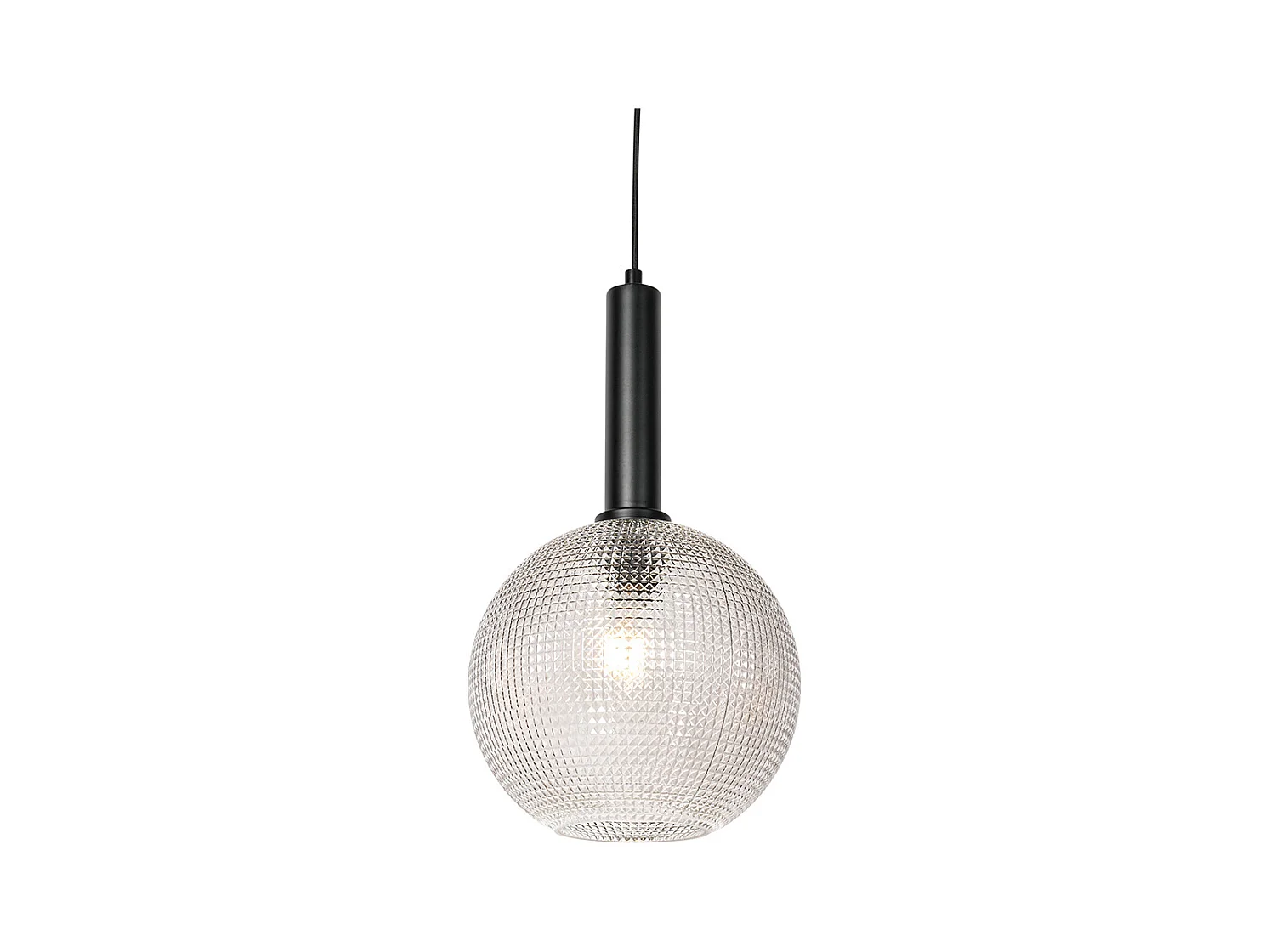 Lampe à suspension design noire avec verre fumé - Chico