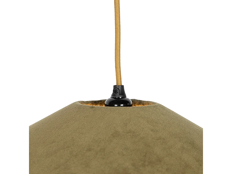 Lampe suspendue rétro en velours vert à volants - Volants