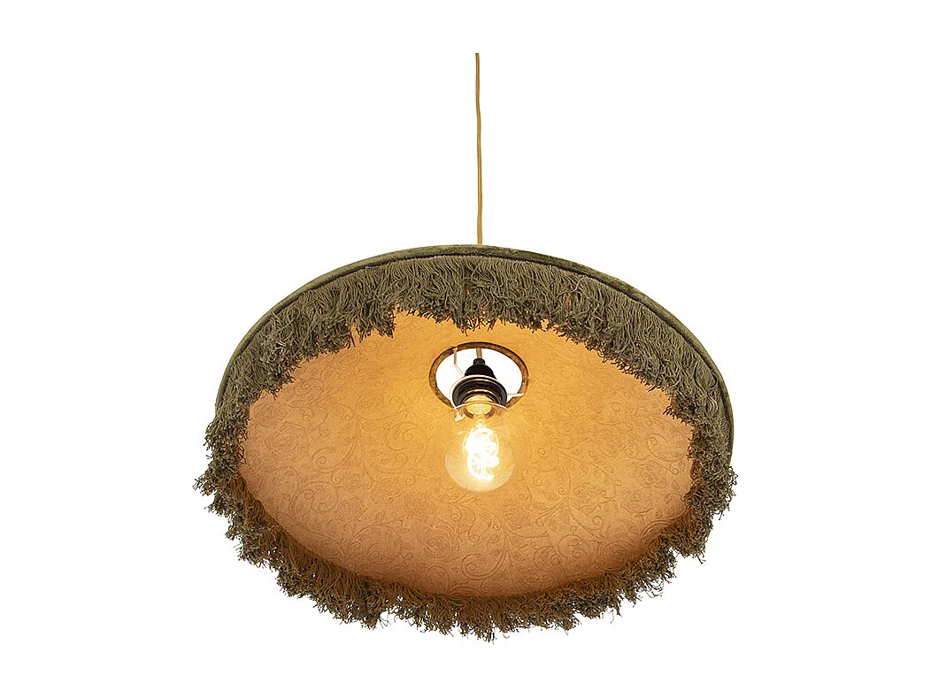 Lampe suspendue rétro en velours vert à volants - Volants