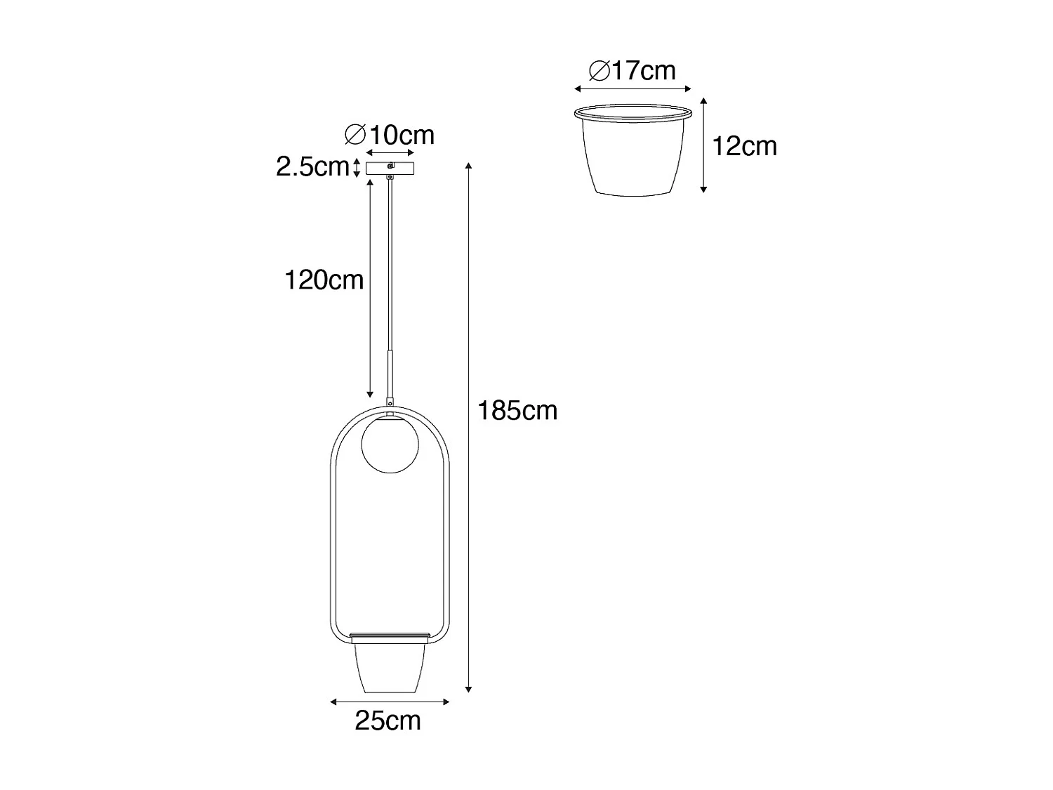 Suspension Art déco dorée avec verre blanc - Isabella