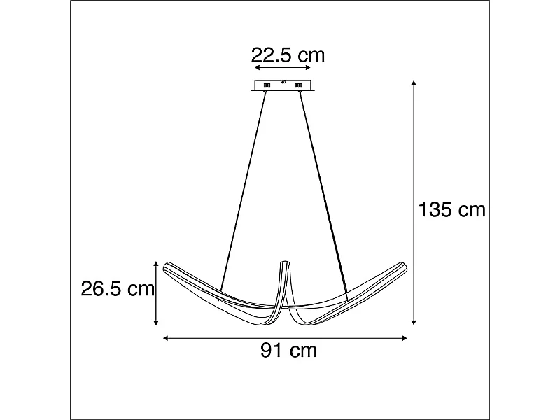 Suspension design en acier avec variateur d'intensité, LED incluse - Viola Due