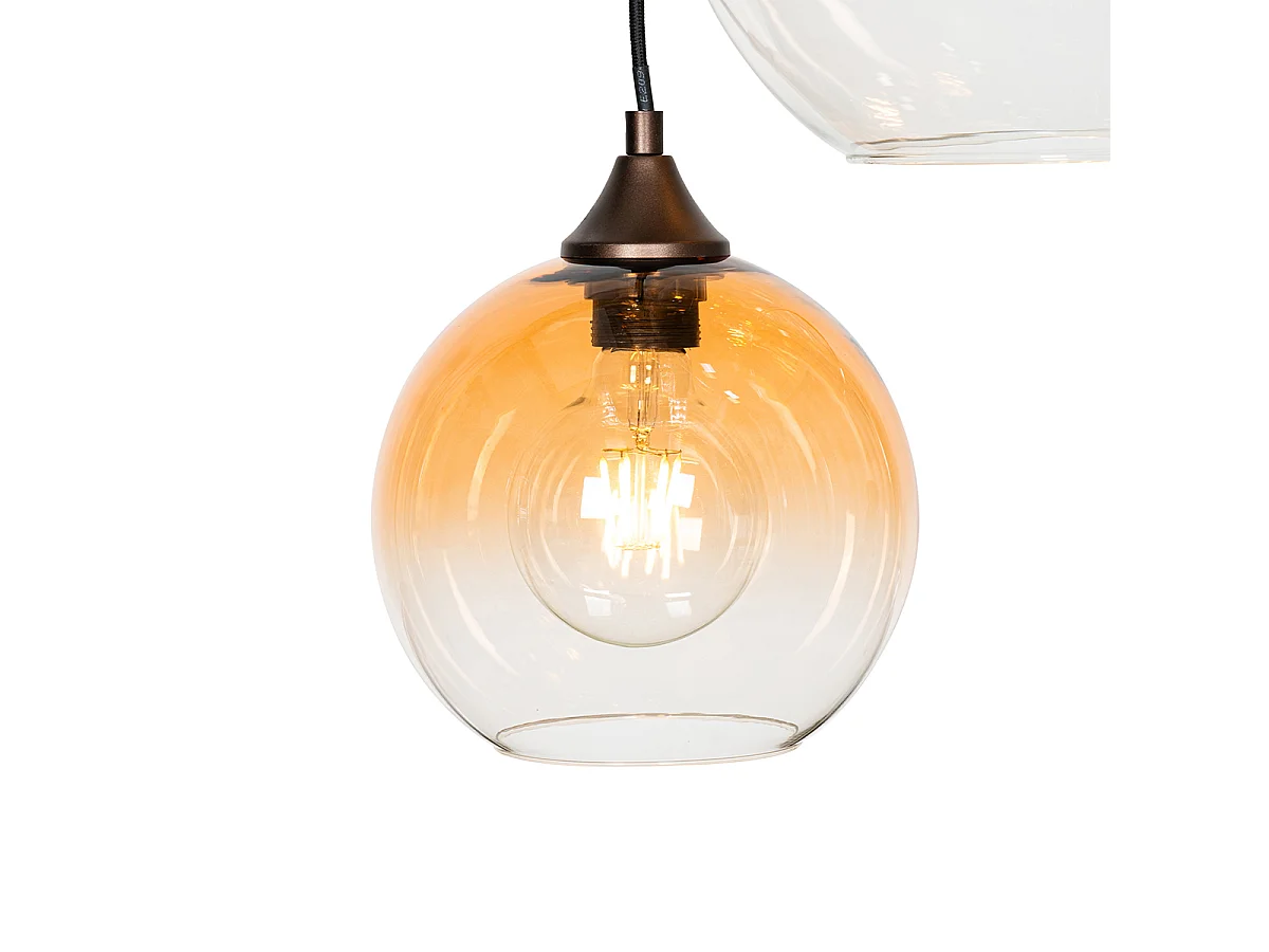 Suspension art déco bronze verre ambré ronde 7 lumières - Sandra