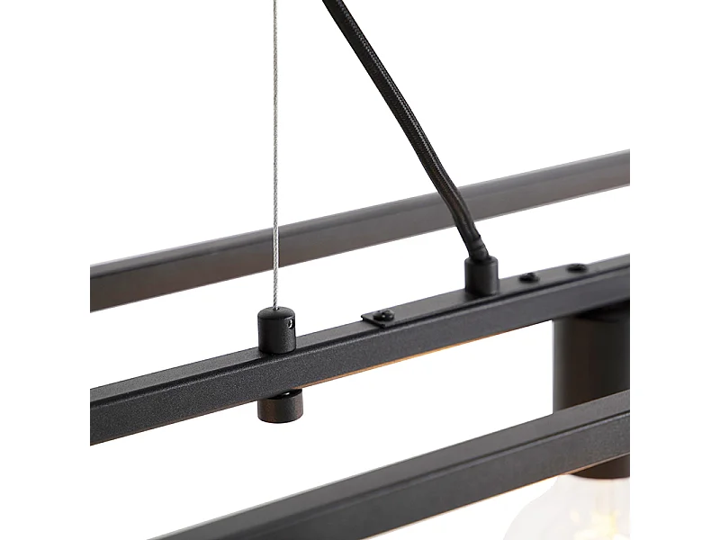 Lampe suspension rectangulaire moderne noire 5 lumières - Cage
