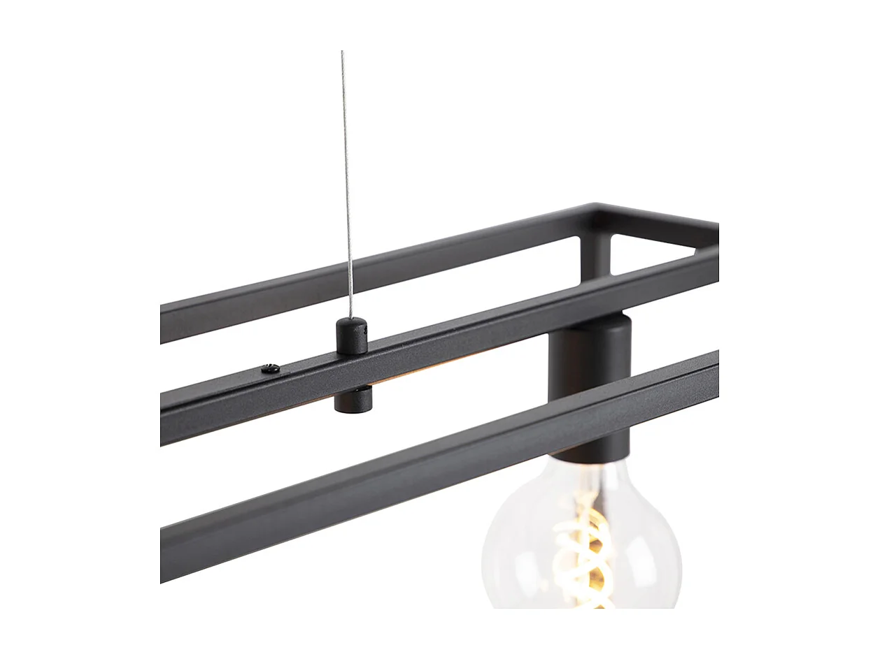 Suspension rectangulaire moderne noire 5 lumières - Cage