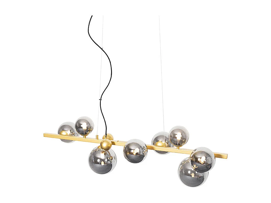 Suspension Art déco dorée avec verre fumé 8 lumières - David
