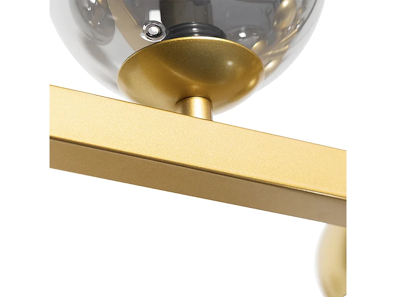 Suspension Art déco dorée avec verre fumé 8 lumières - David