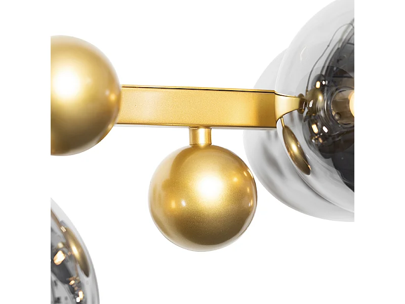 Suspension Art déco dorée avec verre fumé 8 lumières - David