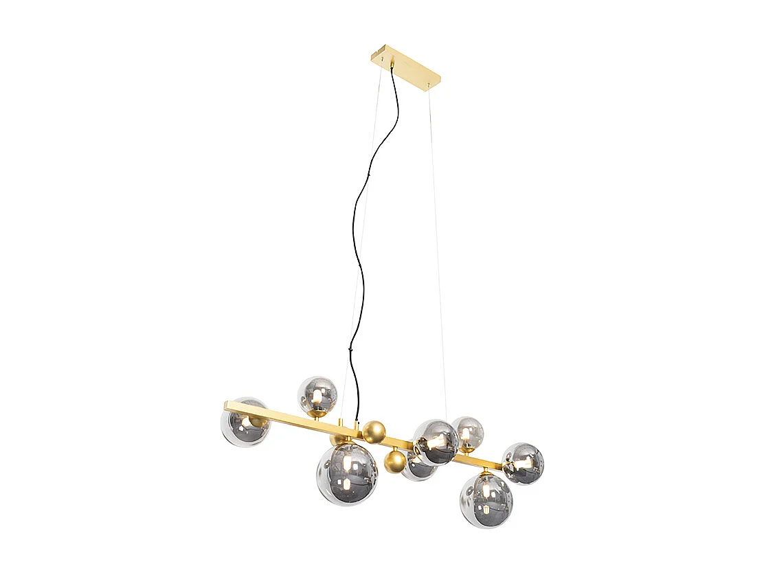 Suspension Art déco dorée avec verre fumé 8 lumières - David
