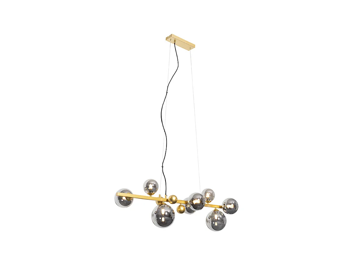 Suspension Art Déco or avec verre fumé 8 lumières - David